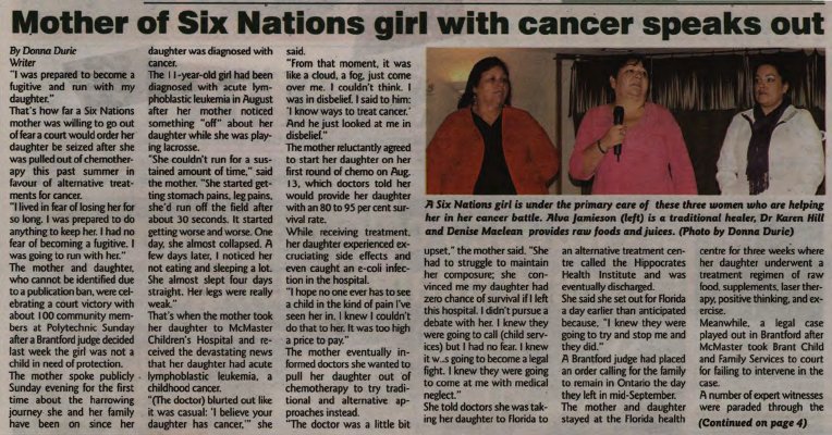 &quot;Mother of Six Nations girl with cancer speaks out&quot;