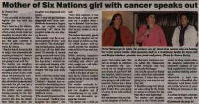 "Mother of Six Nations girl with cancer speaks out"