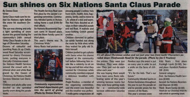 &quot;Sun shines on Six Nations Santa Claus Parade&quot;