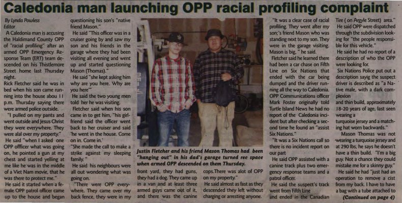 &quot;Caledonia man launching OPP racial profiling complaint&quot;