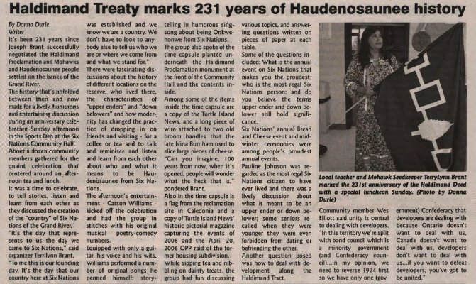 &quot;Haldimand Treaty marks 231 years of Haudenosaunee history&quot;