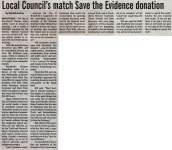 "Local Council's match Save the Evidence donation"