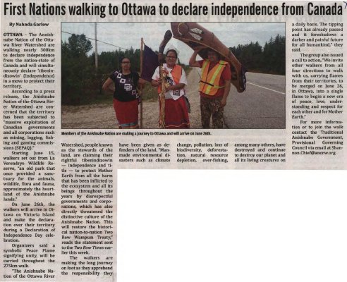 &quot;First Nations walking to Ottawa to declare independence from Canada&quot;