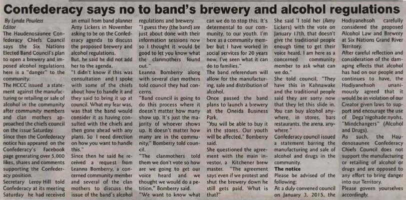 &quot;Confederacy says no to band's brewery and alcohol regulations&quot;