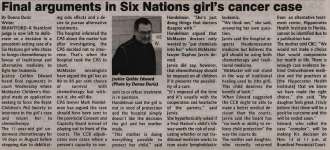 "Final arguments in Six Nations girl's cancer case"