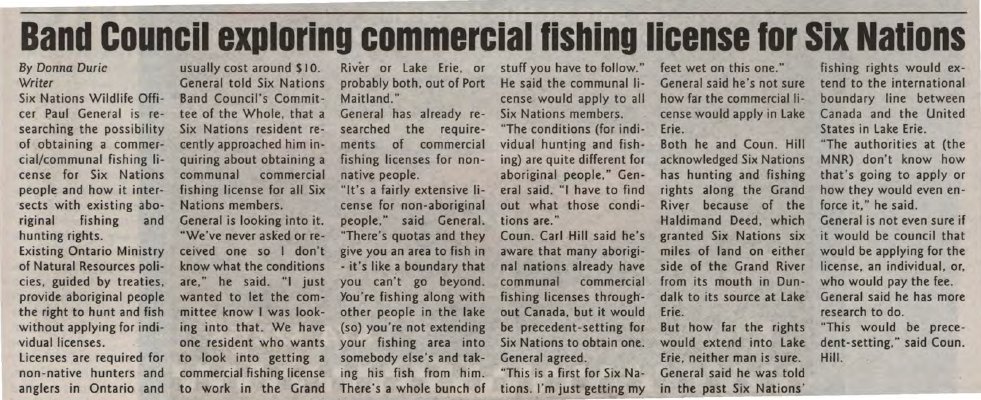 &quot;Band Council exploring commercial fishing license for Six Nations&quot;