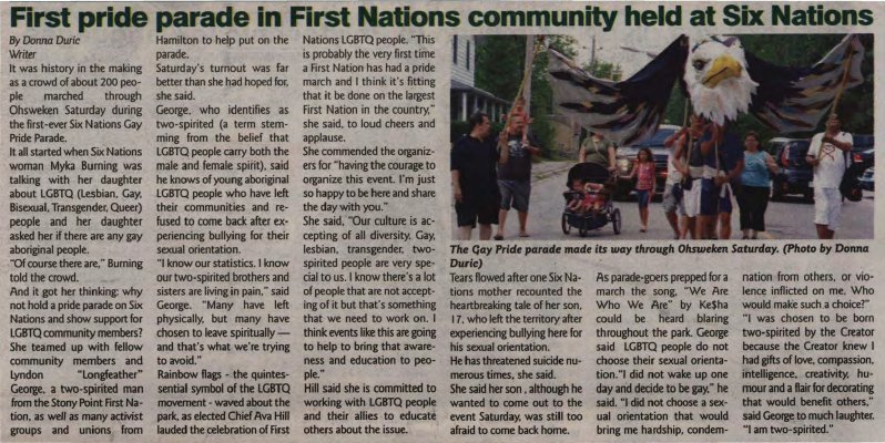 &quot;First pride parade in First Nations community held at Six Nations&quot;