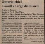 "Ontario chief assault charge dismissed"