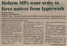 "Reform MPs want army to force natives from Ipperwash"