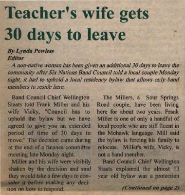 &quot;Teacher's wife gets 30 days to leave&quot;