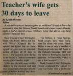 "Teacher's wife gets 30 days to leave"