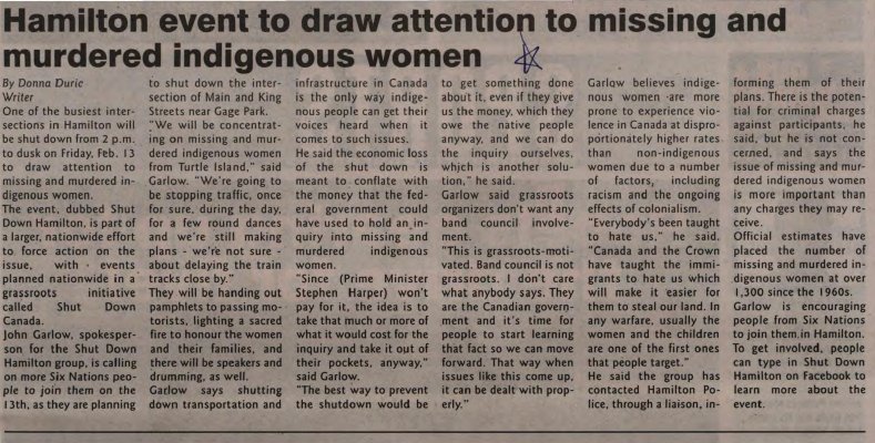 &quot;Hamilton event to draw attention to missing and murdered indigenous women&quot;