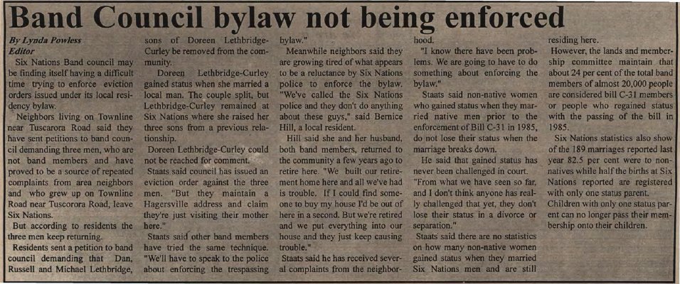 &quot;Band council bylaw not being enforced&quot;