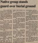 "Native group stands guard over burial ground"