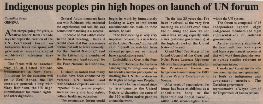 &quot;Indigenous peoples pin high hopes on launch of UN forum&quot;