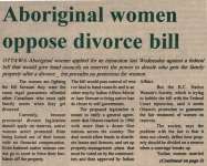 "Aboriginal women oppose divorce bill"
