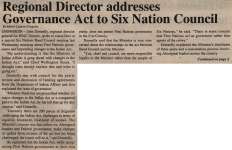 "Regional Director addresses Governance Act to Six Nation Council"