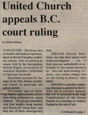 &quot;United Church appeals B.C. court ruling&quot;