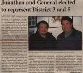 "Jonathan and General elected to represent District 3 and 5"