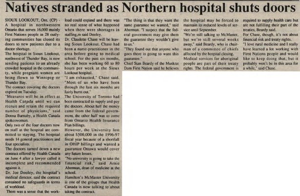 &quot;Natives stranded as Northern hospital shuts doors&quot;