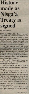 &quot;History made as Nisga'a Treaty is signed&quot;