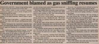 "Government blamed as gas sniffing resumes"