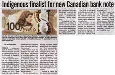 "Indigenous finalist for new Canadian bank note"