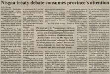 "Nisgaa treaty debate consumes province's attention"