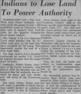 &quot;Indians to Lose Land to Power Authority&quot;