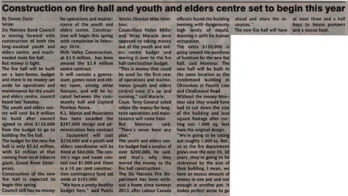 &quot;Construction on fire hall and youth and elders centre set to begin this year&quot;