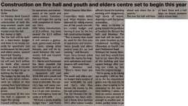 "Construction on fire hall and youth and elders centre set to begin this year"