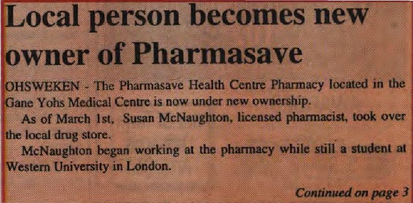 &quot;Local person becomes new owner of Pharmasave&quot;