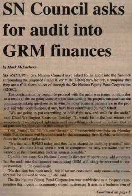 &quot;SN Council asks for audit into GRM finances&quot;