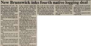 "New Brunswick inks fourth native logging deal"