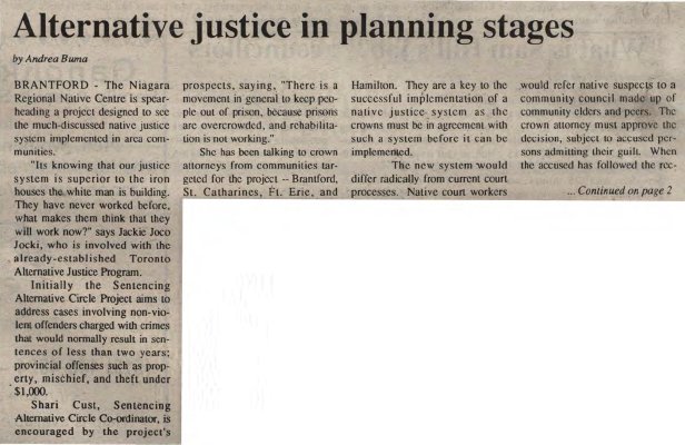 &quot;Alternative justice in planning stages&quot;