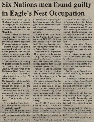 &quot;Six Nations men found guilty in Eagle's Nest Occupation&quot;