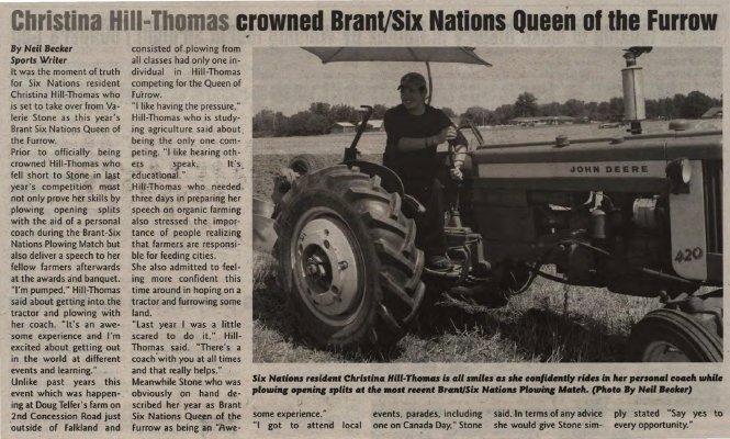 &quot;Christina Hill-Thomas crowned Brant/Six Nations Queen of the Furrow&quot;