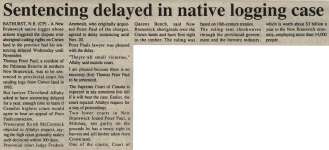 "Sentencing delayed in native logging case"