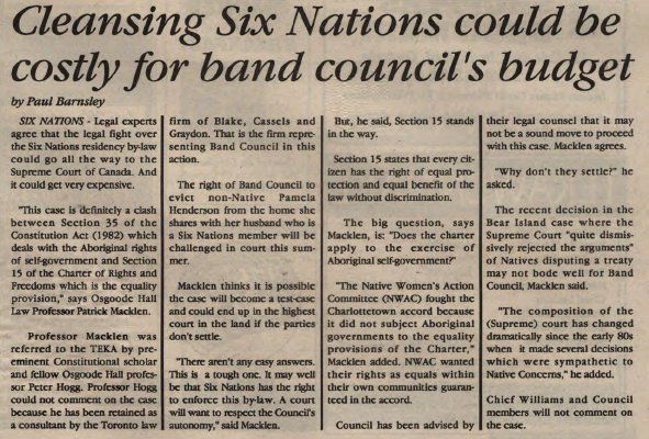 &quot;Cleansing Six Nations could be costly for band council's budget&quot;