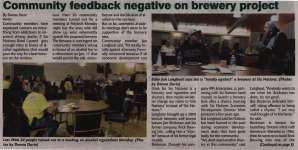 "Community feedback negative on brewery project"