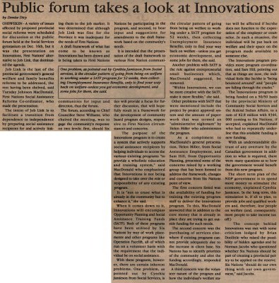 &quot;Public forum takes a look at Innovations&quot;