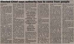 "Elected Chief says authority has to come from people"