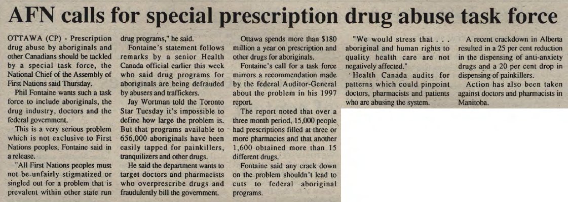 &quot;AFN calls for special prescription drug abuse task force&quot;