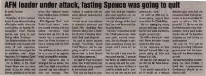 "AFN leader under attack, fasting Spence was going to quit"