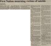 "First Nation mourning victims of suicide"