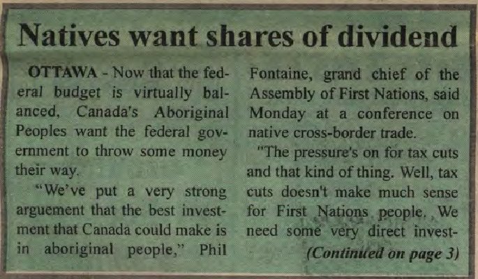 &quot;Natives want shares of dividend&quot;