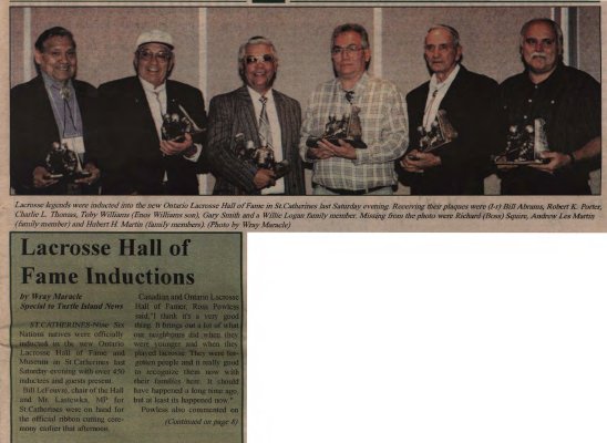 &quot;Lacrosse Hall of Fame Inductions&quot;