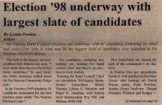 "Election '98 underway with largest slate of candidates"