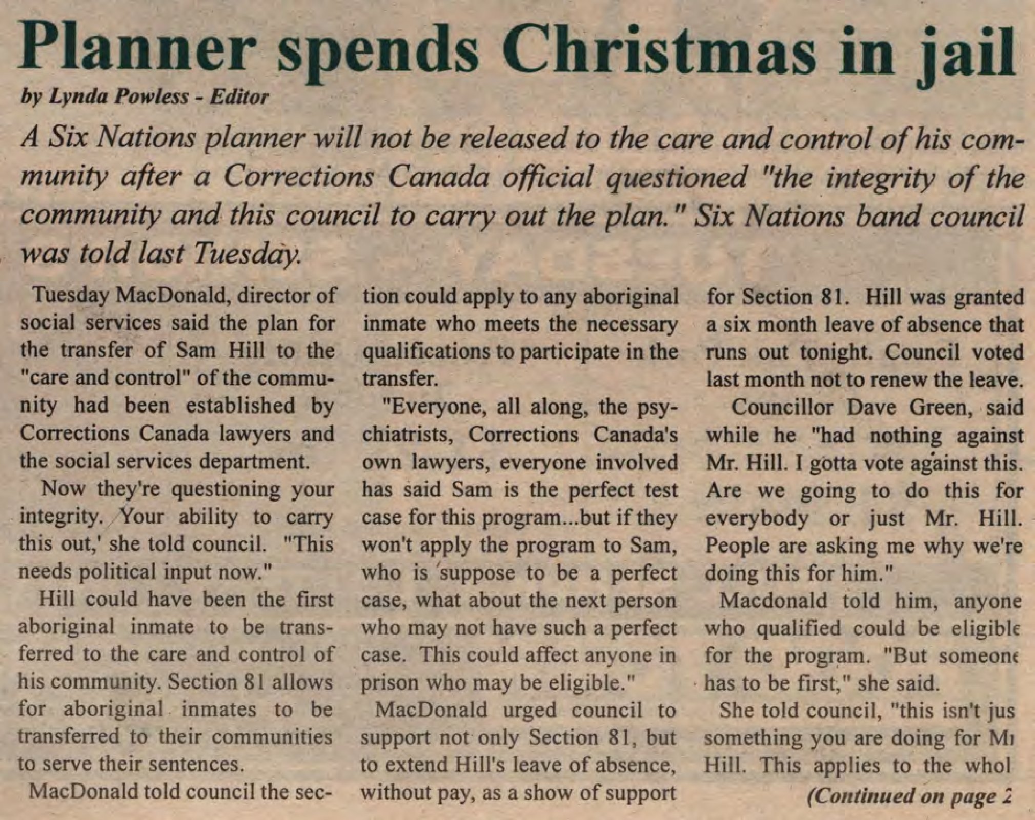 Planner spends Christmas in jail/