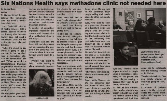 "Six Nations Health says methadone clinic not needed here"